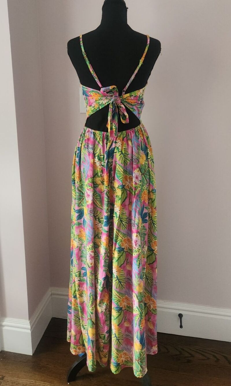 NWT CUPSHE Tropical Floral Maxi Dress Women’s Twist Keyhole Sleeveless - Medium - Picture 5 of 9